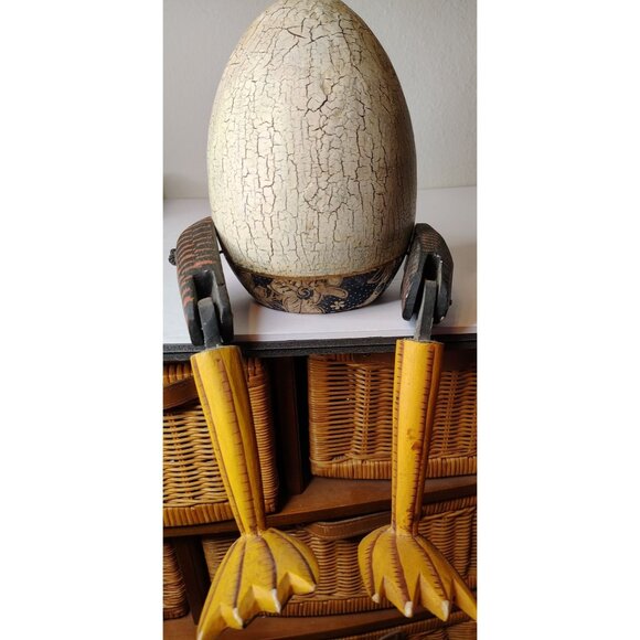 Chicken Hen Egg with Legs Shelf Sitter, Large, Cottagecore, Folksy Farmhouse - Picture 1 of 3